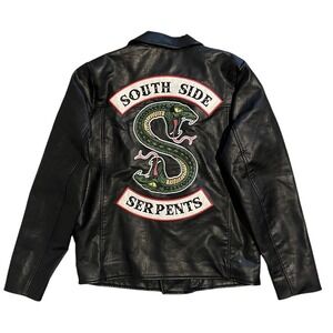 Riverdale South Side Serpents Faux Leather Biker Jacket Black Large (s17)